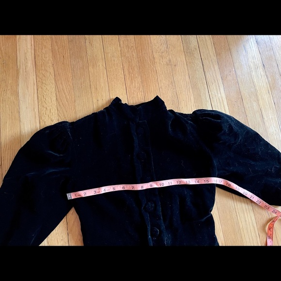 30s Vintage Black Silk Velvet Dress w Puff Shoulders - Picture 7 of 10